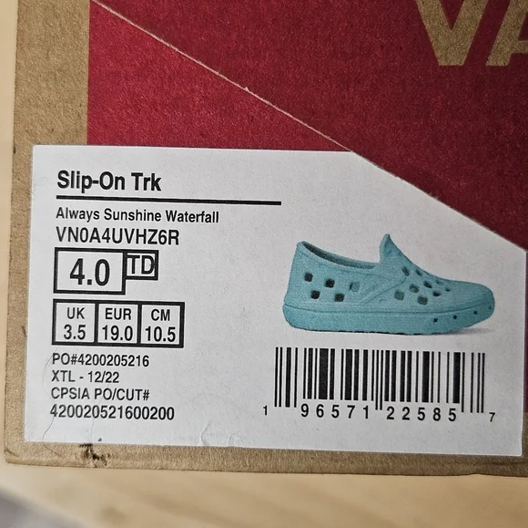 Vans slip on Crocs  teal blue size 4 toddler - Picture 10 of 10